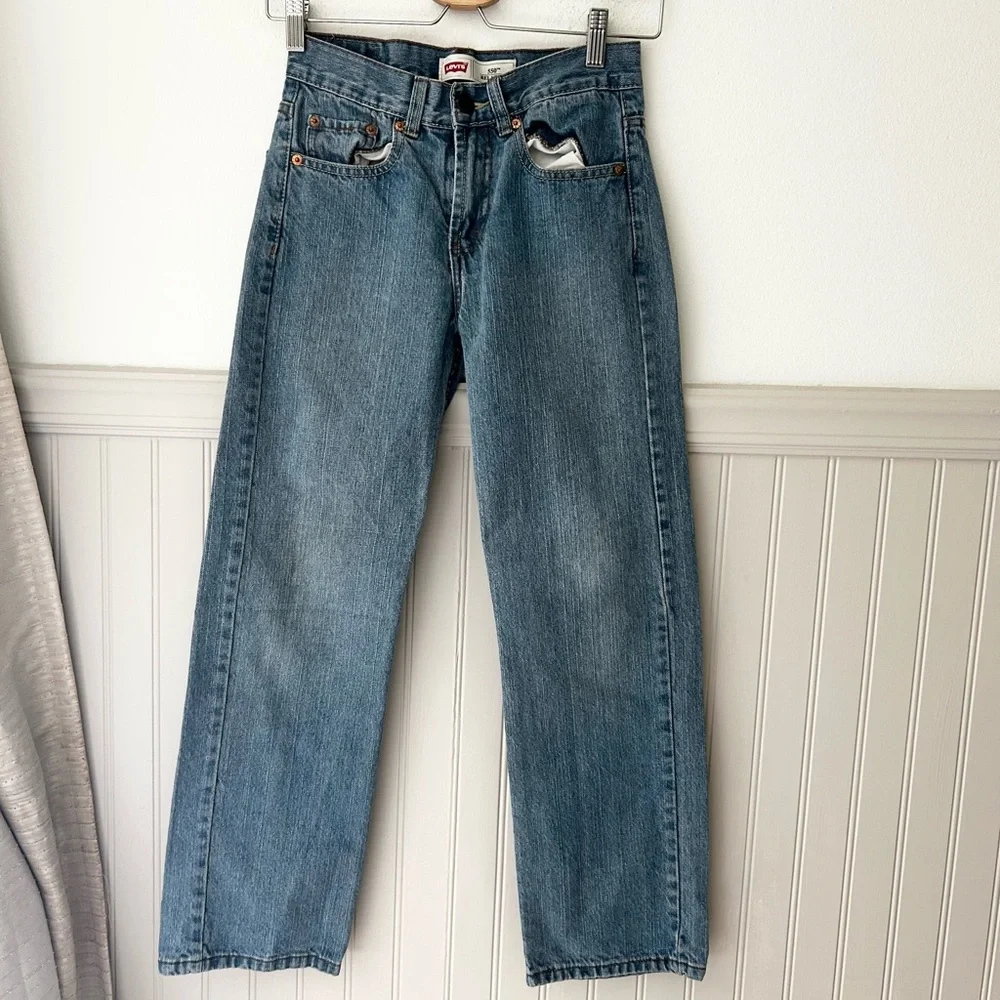 Levi’s 550 Relaxed Boys 12 Slim Classic Straight Blue Jeans 24” x 26”